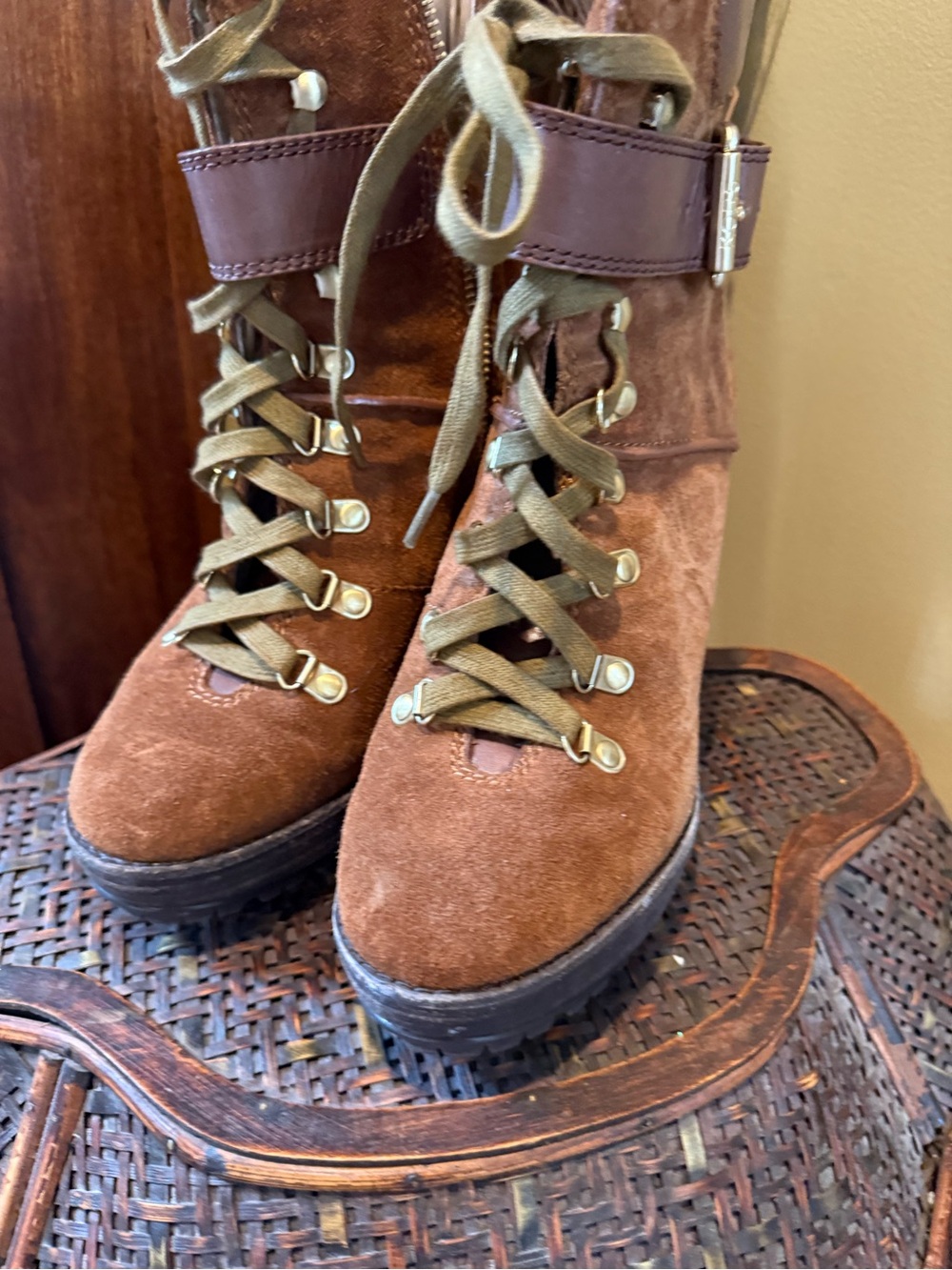 Michael Kors Chestnut Suede Lace-Up Ankle Boots